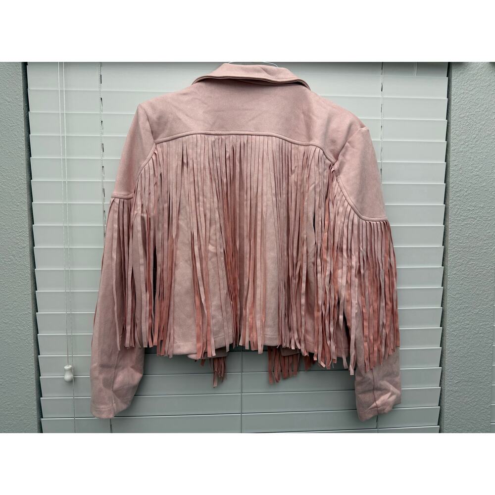 NWOT Western Fringe Cropped Jacket XL Blush Pink - Picture 2 of 7